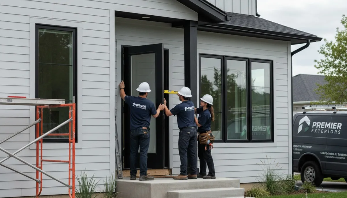 Professional door installation with durable vinyl siding in Raleigh, NC home exterior