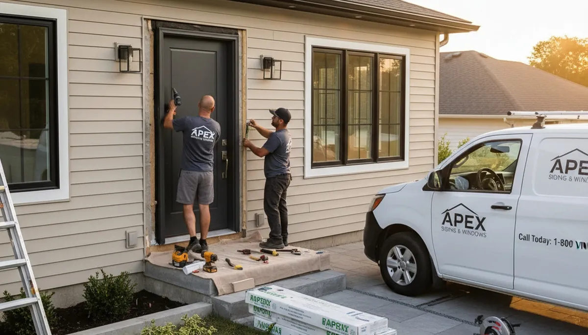 Professional door installation with durable vinyl siding in Raleigh, NC exterior home project